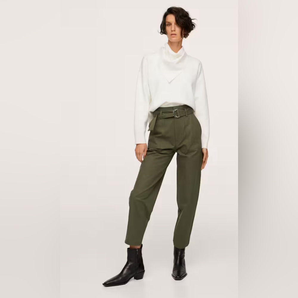 NWT Mango Belt high-waist trousers Sz. EUR 38 US 6